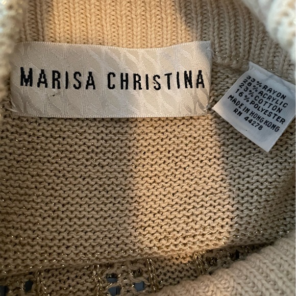MARISA CHRISTINA Vintage Long Sleeve sweater metallic gold shimmer, Size: M / L - Picture 2 of 12